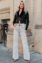 Glitz Happens Detachable Fur Collar Top (Black)