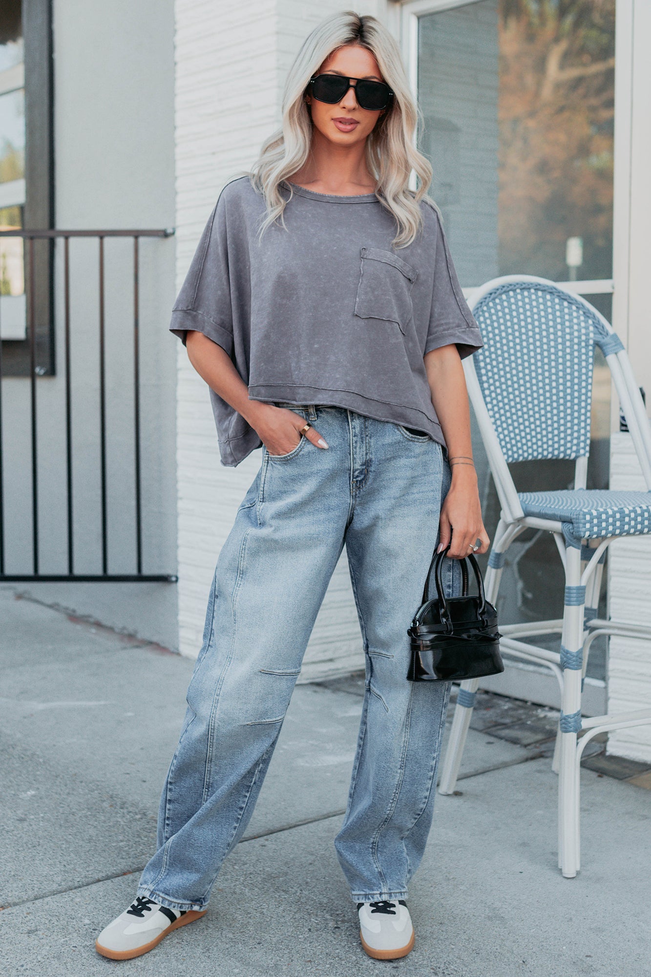 Kendrick Acid Wash Crop Top (Charcoal)