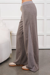 In The Daylight Contrast Tie Waffle Knit Pants (Heather Gray)