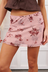 Heartfelt Girl Floral Mesh Mini Skirt (Light Pink/Rose)