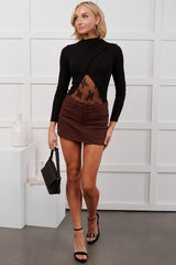 Forever In Love Denim Mini Skirt (Brown)
