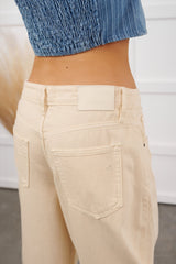 Ventura High Rise Barrel Hidden Jeans (Ecru)