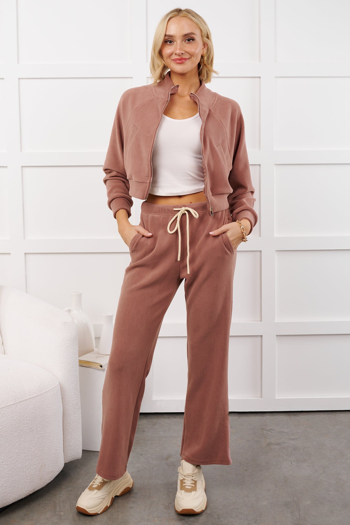 Hey Cutie Fleece Sweatpants (Wood Rose)