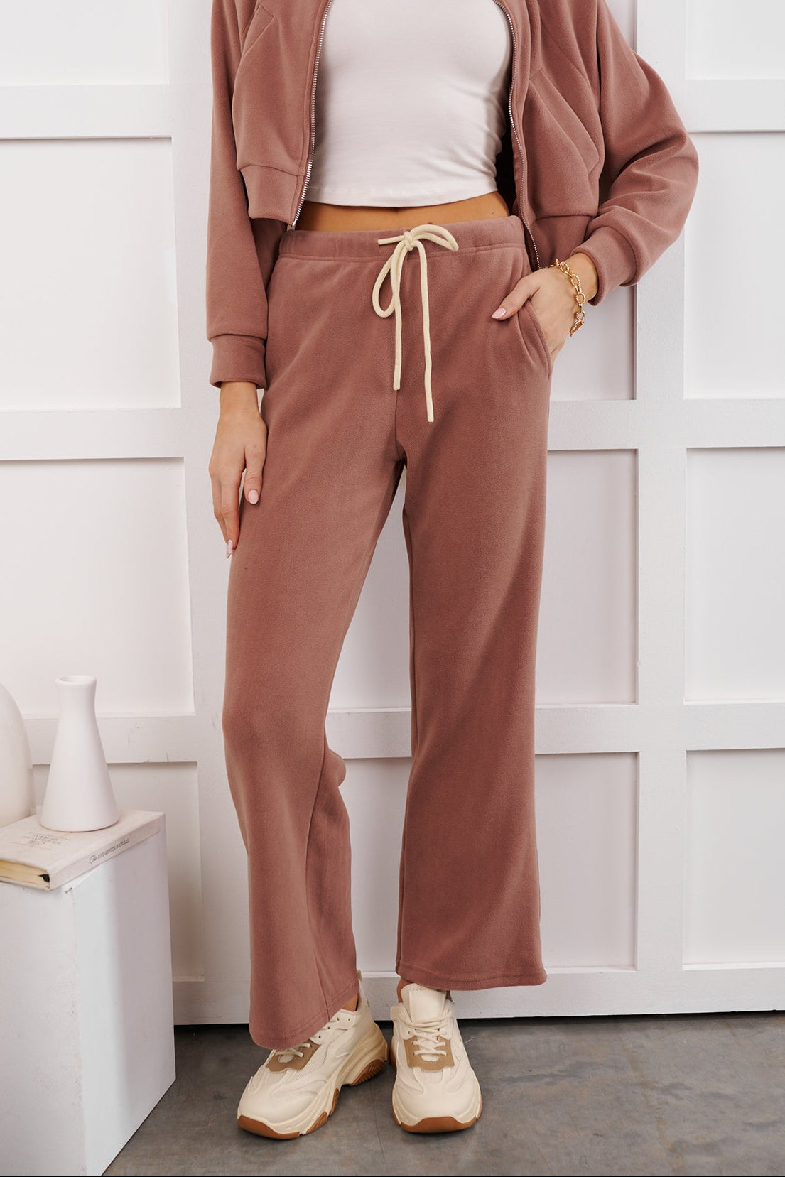 Hey Cutie Fleece Sweatpants (Wood Rose)