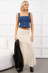 Hard Launch Love Floral Lace Maxi Skirt (Cream)