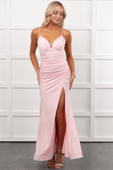 Hollywood Smiles Glittered Lace-Up Maxi Dress (Pink/Pink)