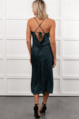 Full Potential Sleeveless Polka Dot Midi Dress (Teal)