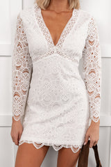 Angel In Disguise Lace Mini Dress (White)