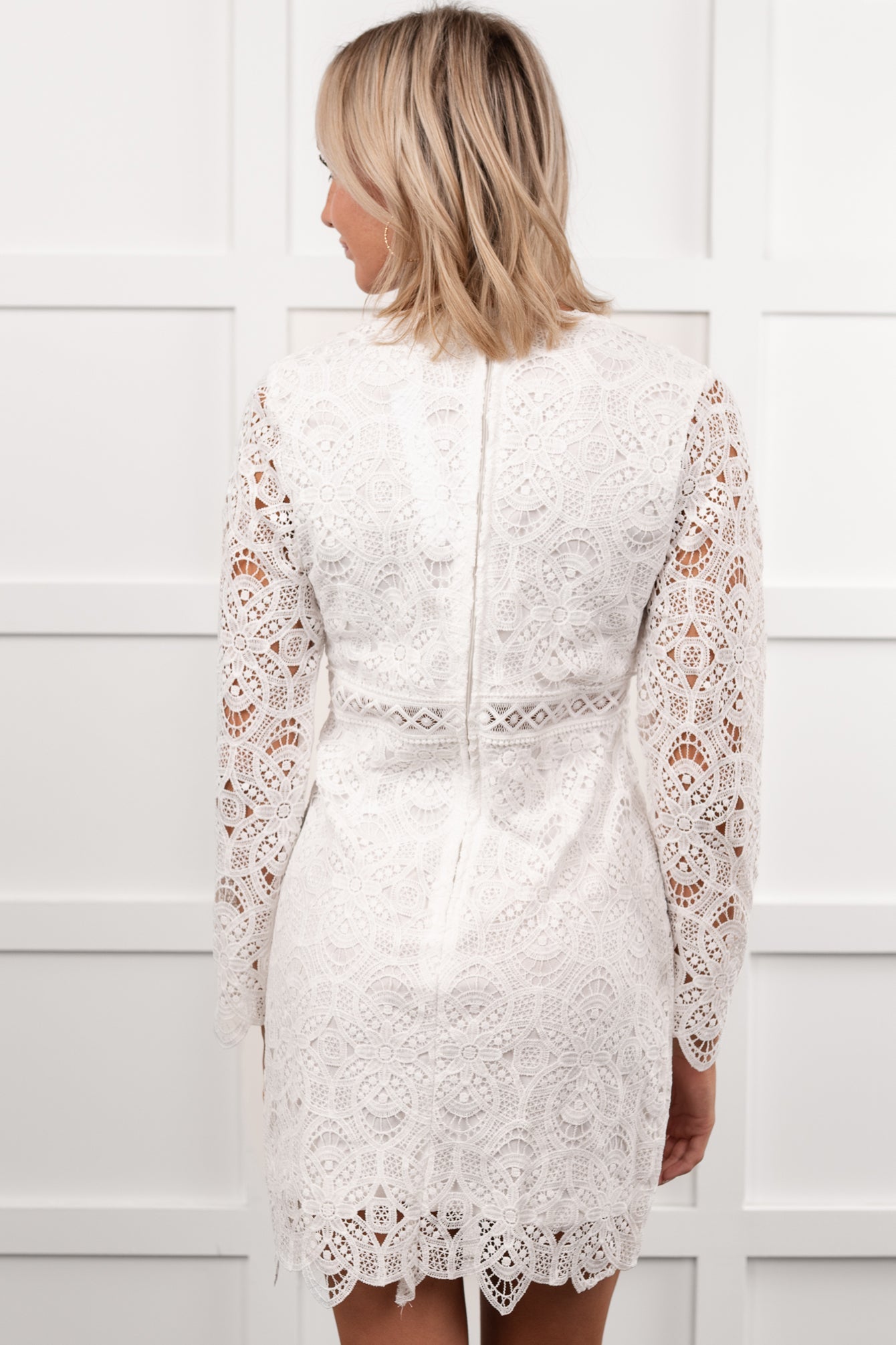 Angel In Disguise Lace Mini Dress (White)
