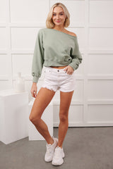 Theodora High Rise Distressed KanCan Shorts (White)
