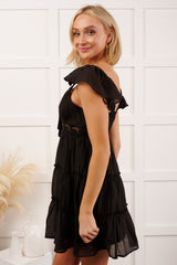 Gentle Nights Lace Sleeveless Mini Dress (Black)