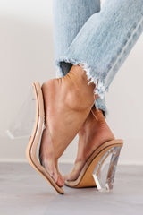 Glamour & Glow Clear Strap Lucite Heels (Nude)