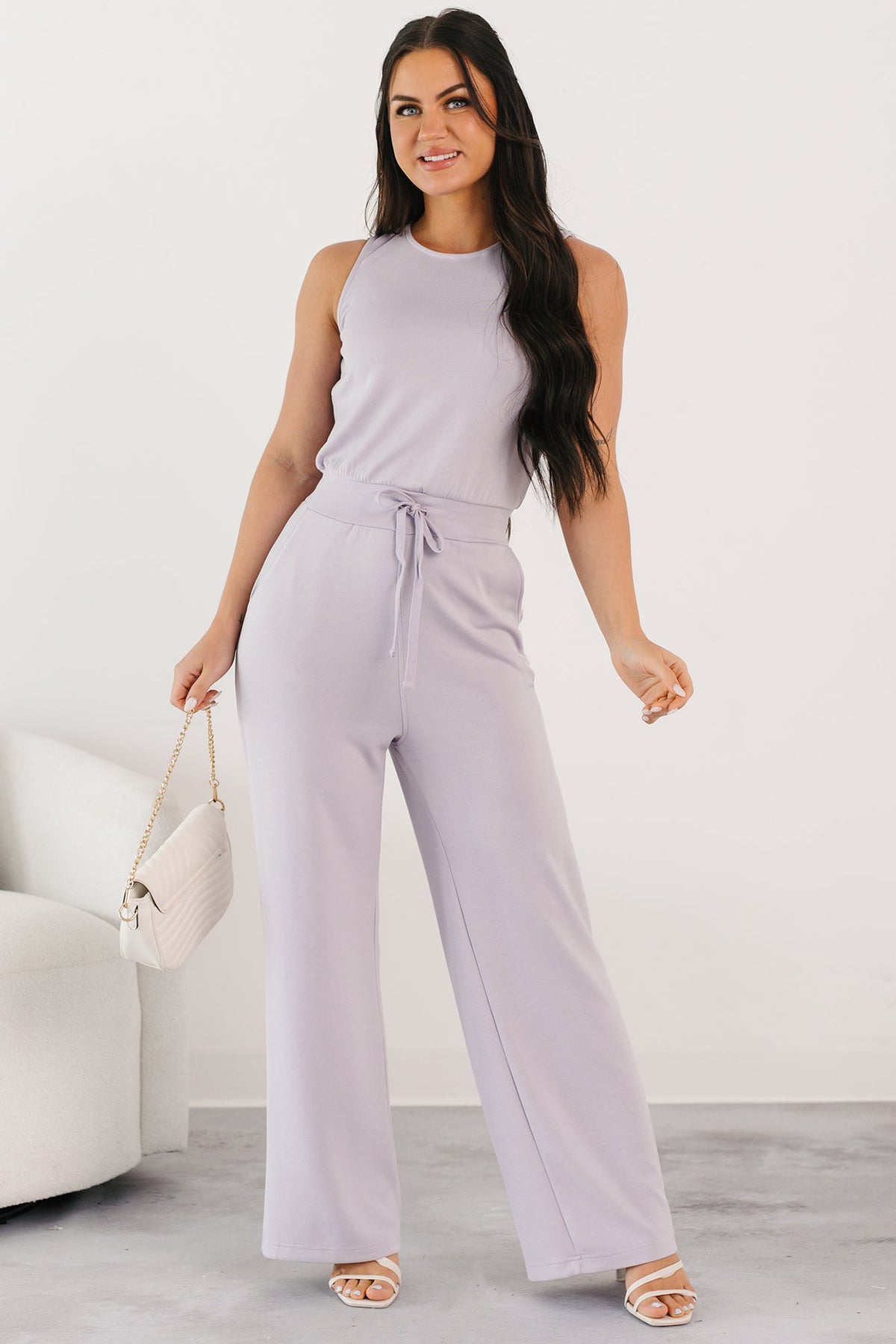 Laid-Back Livin' Sleeveless Jumpsuit (Lilac)