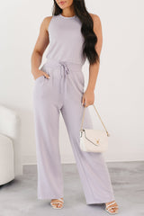 Laid-Back Livin' Sleeveless Jumpsuit (Lilac)
