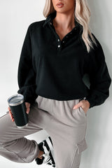 Working Remotely Fleece Pullover Top (Black)