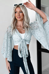 Neutral Nomad Lace Wrap Top (Dusty Blue)