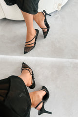 Serving Diva Pointed Mesh Heels (Black)