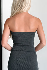 Simply Trendy Strapless Crop Top (Charcoal)