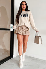 Yolanda Shorts Lined Bubbled Windbreaker Skirt (Khaki)