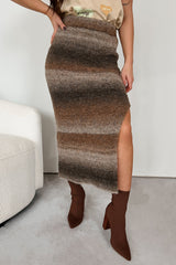 Ready To Reconnect Sweater Knit Ombre Midi Skirt (Espresso)