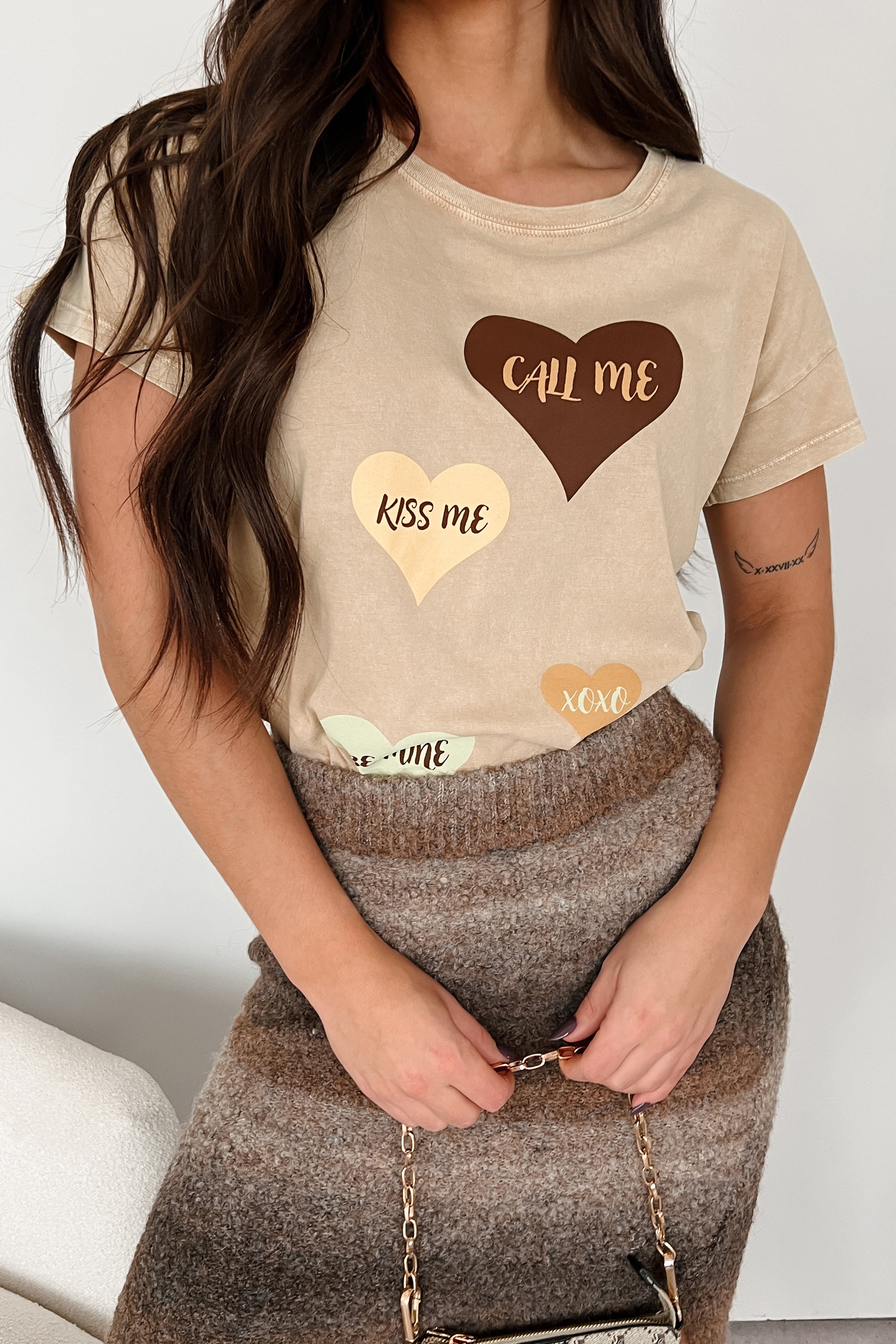 Heartfelt Words Mineral Wash Graphic Tee (Taupe)