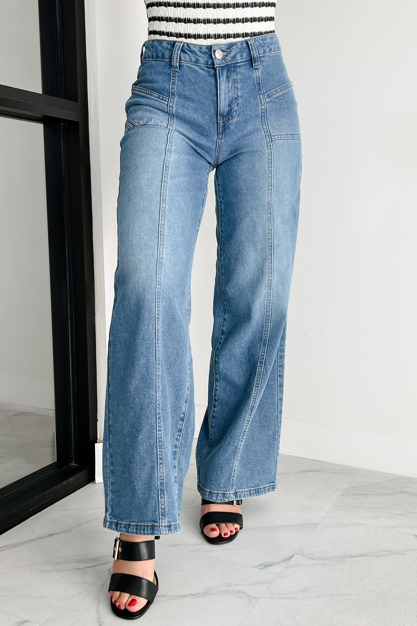 Ivana High Rise Wide Leg Almost Famous Jeans (Medium)