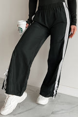 Colby Side Stripe Ribbon Tie Track Pants (Black)