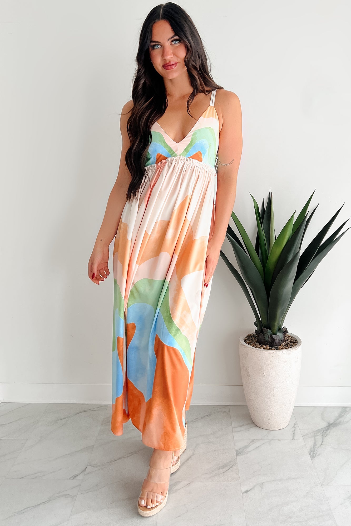 Tastefully Bold Printed Maxi Dress (Orange Combo)