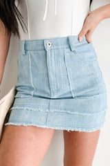 Rise To The Challenge Denim Mini Skirt (Light)