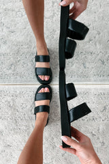 Hey Amigo Double Strap Platform Sandals (Black)