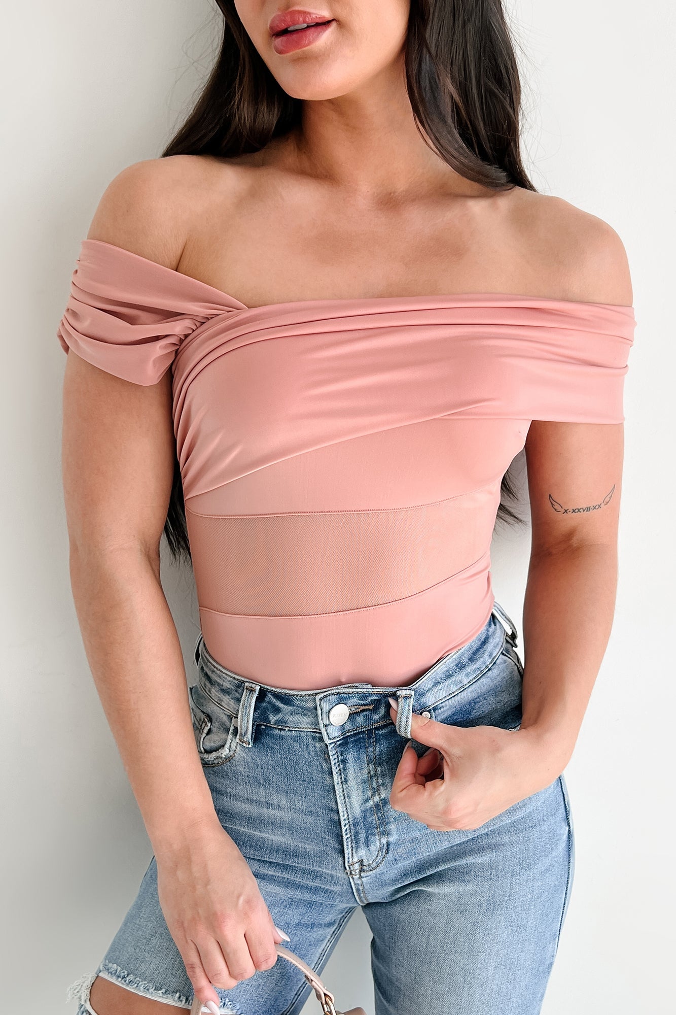 Heartfelt Moments Asymmetric Bodysuit (Mauve)