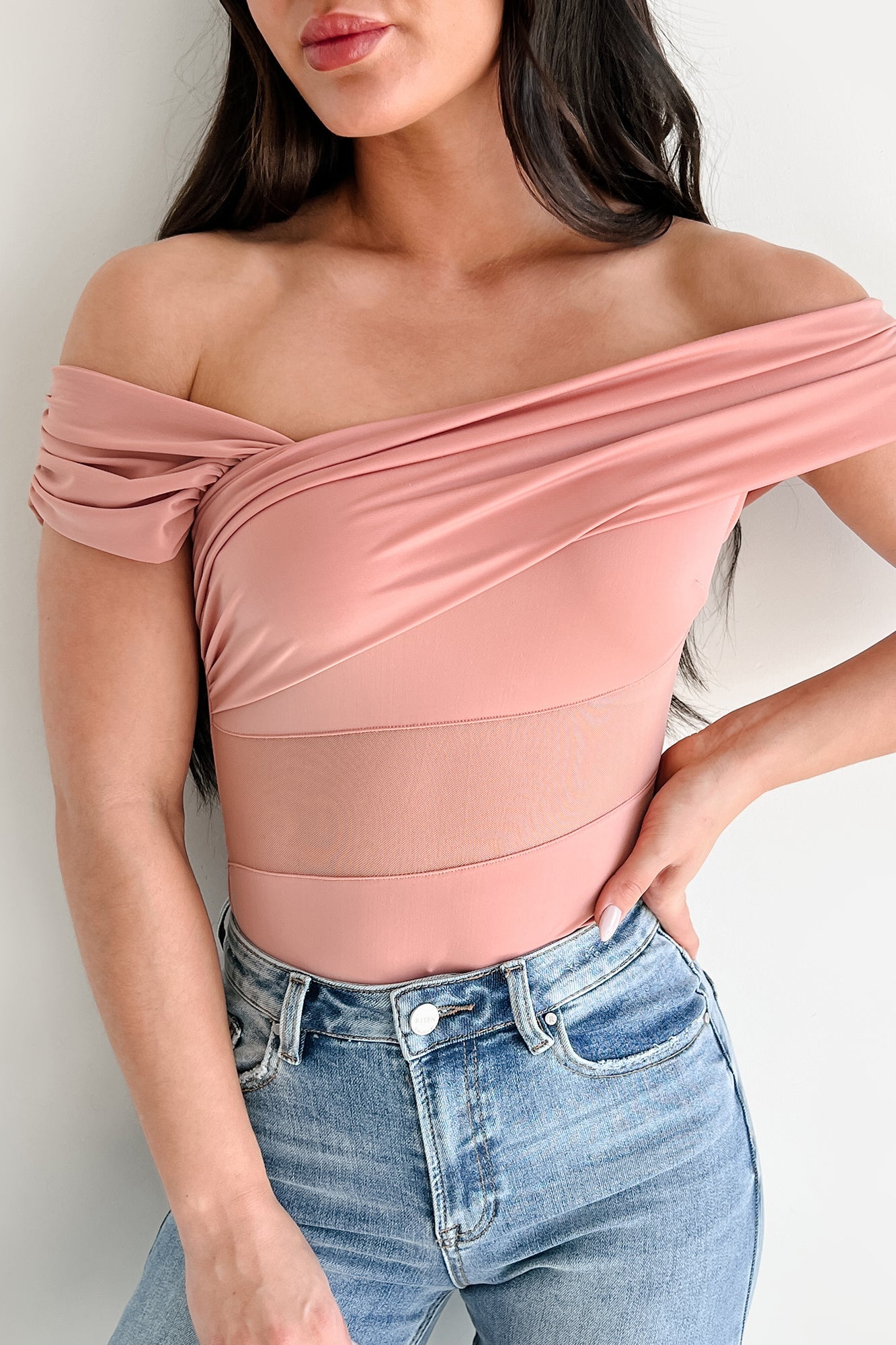 Heartfelt Moments Asymmetric Bodysuit (Mauve)