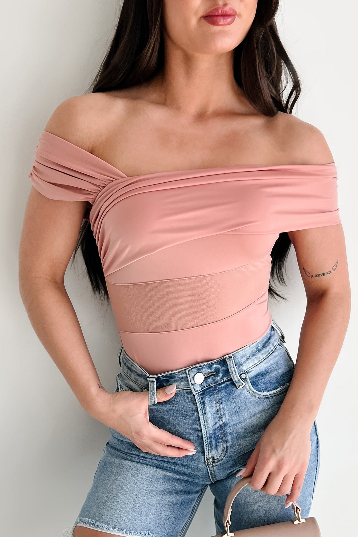 Heartfelt Moments Asymmetric Bodysuit (Mauve)