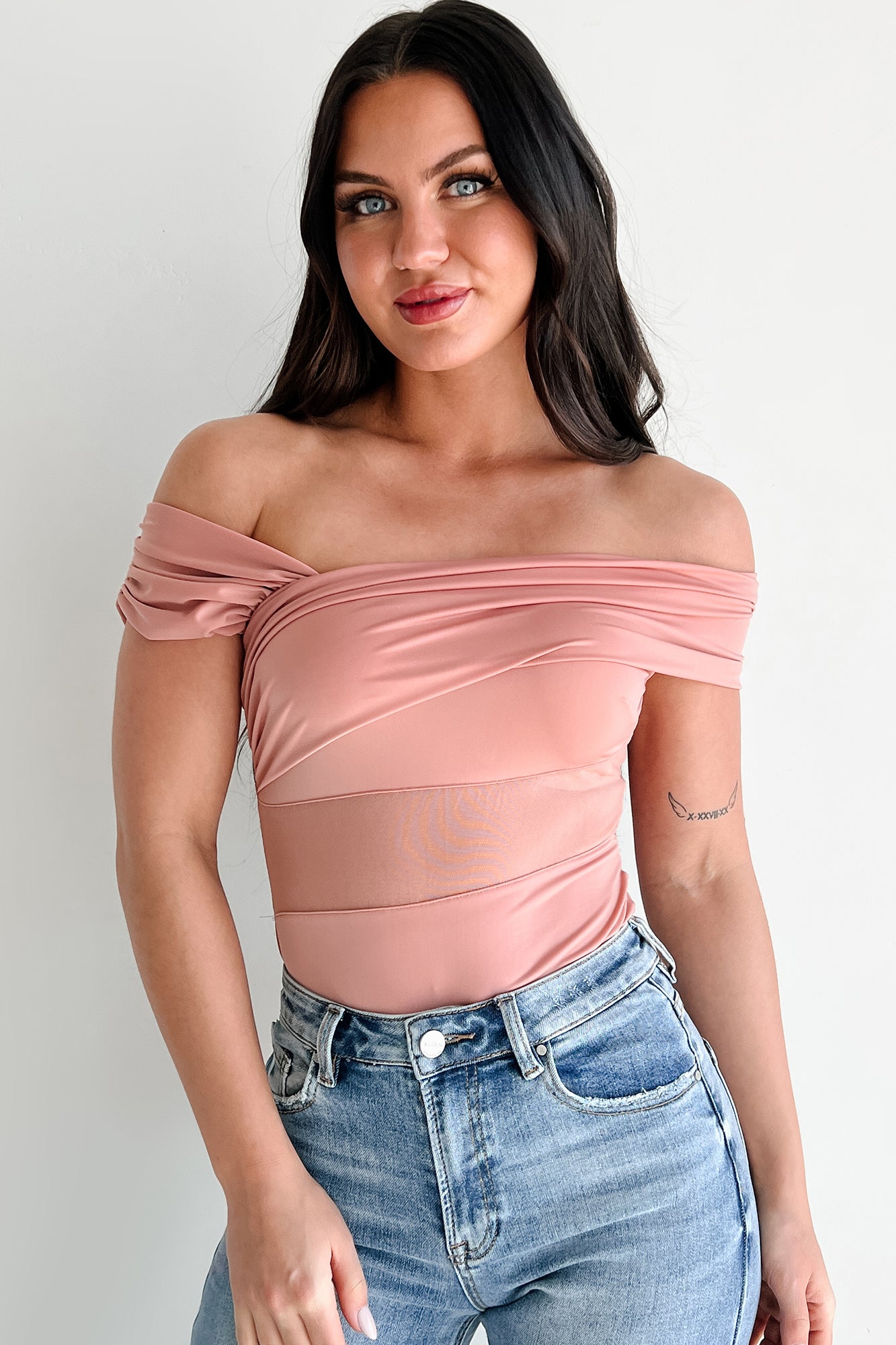 Heartfelt Moments Asymmetric Bodysuit (Mauve)