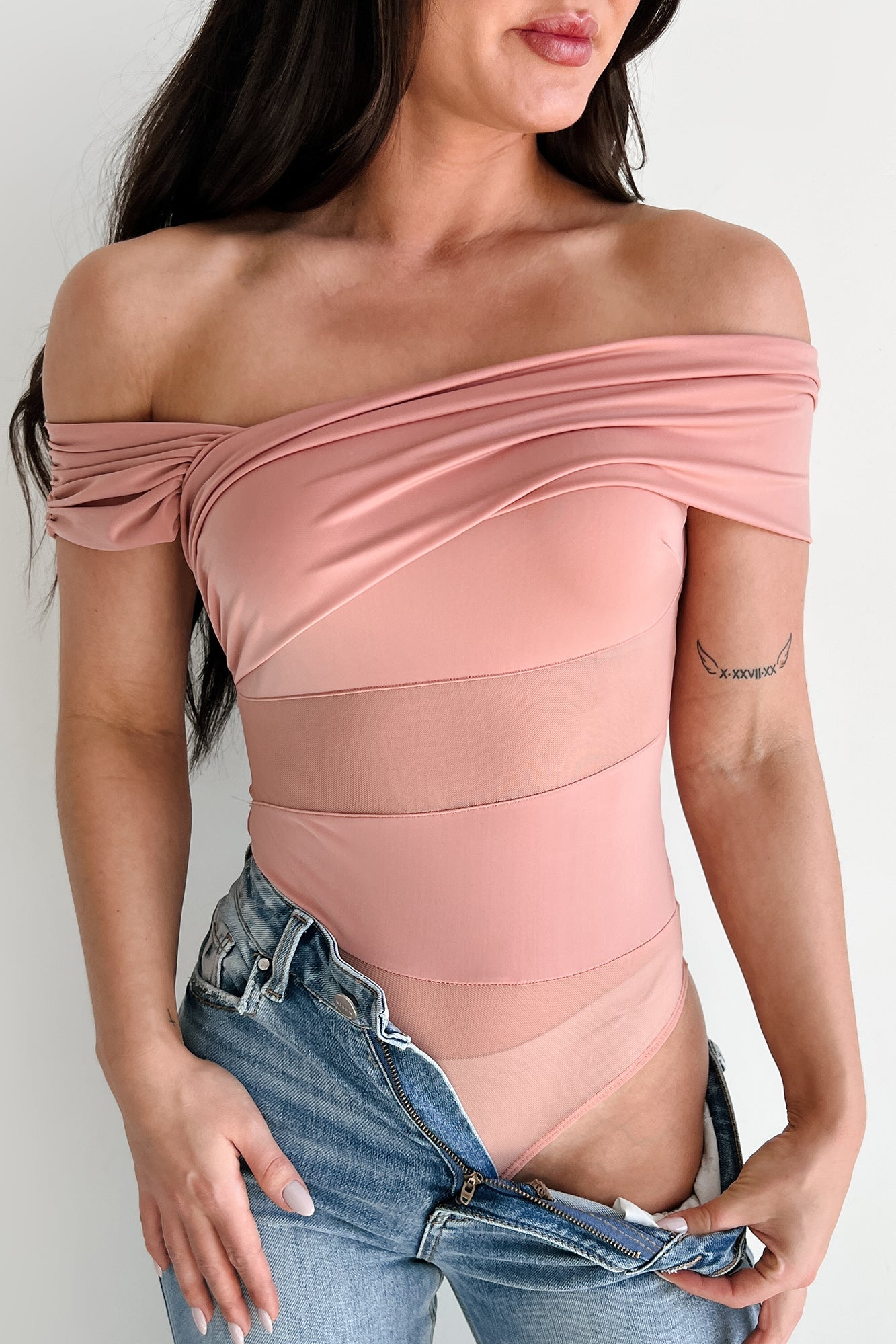 Heartfelt Moments Asymmetric Bodysuit (Mauve)