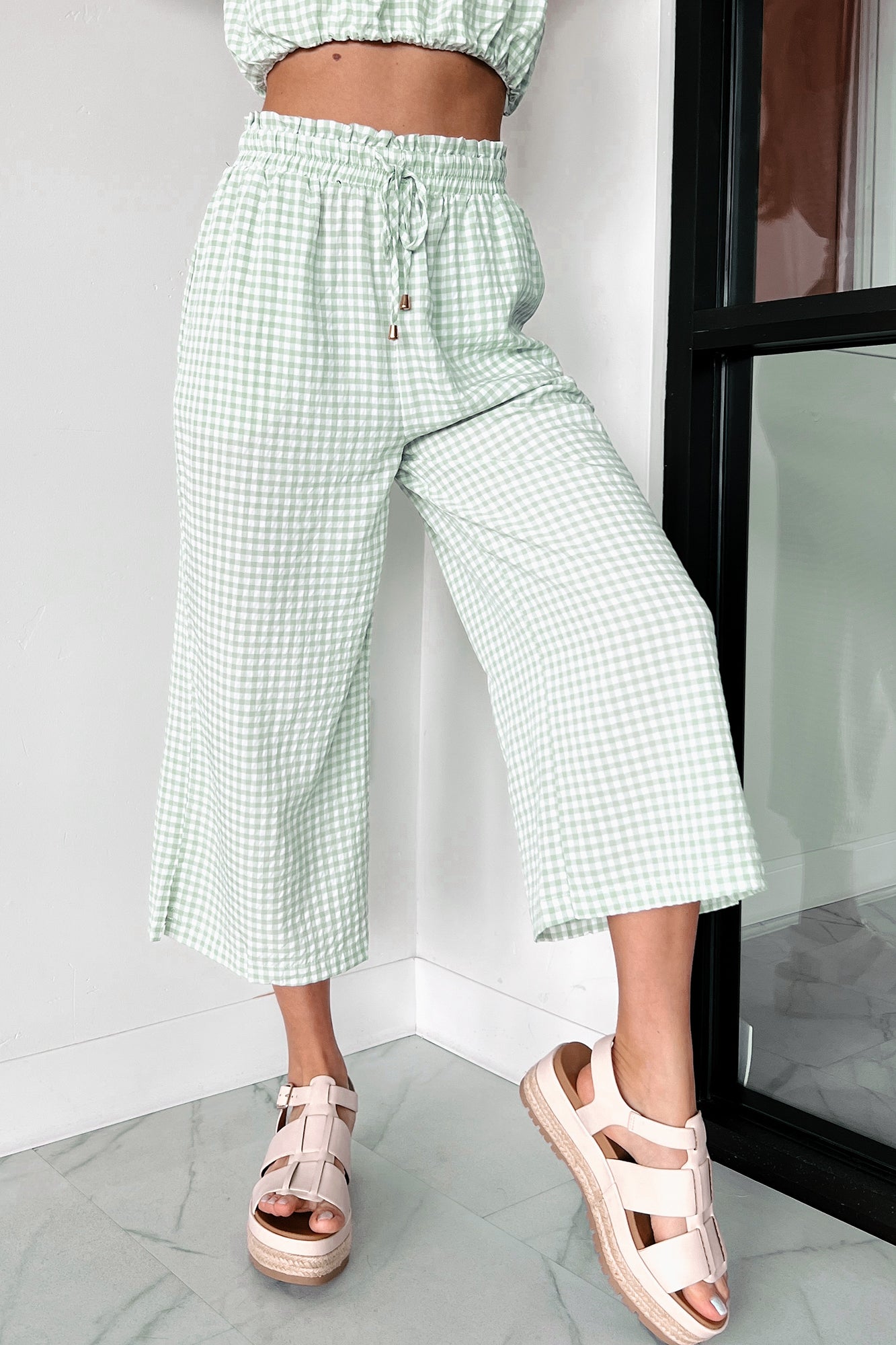 Armondo Gingham Crop Pants (Sage)