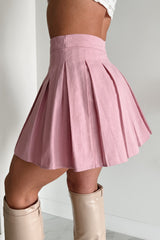 Waiting On Forever Pleated Mini Skirt (Pink)