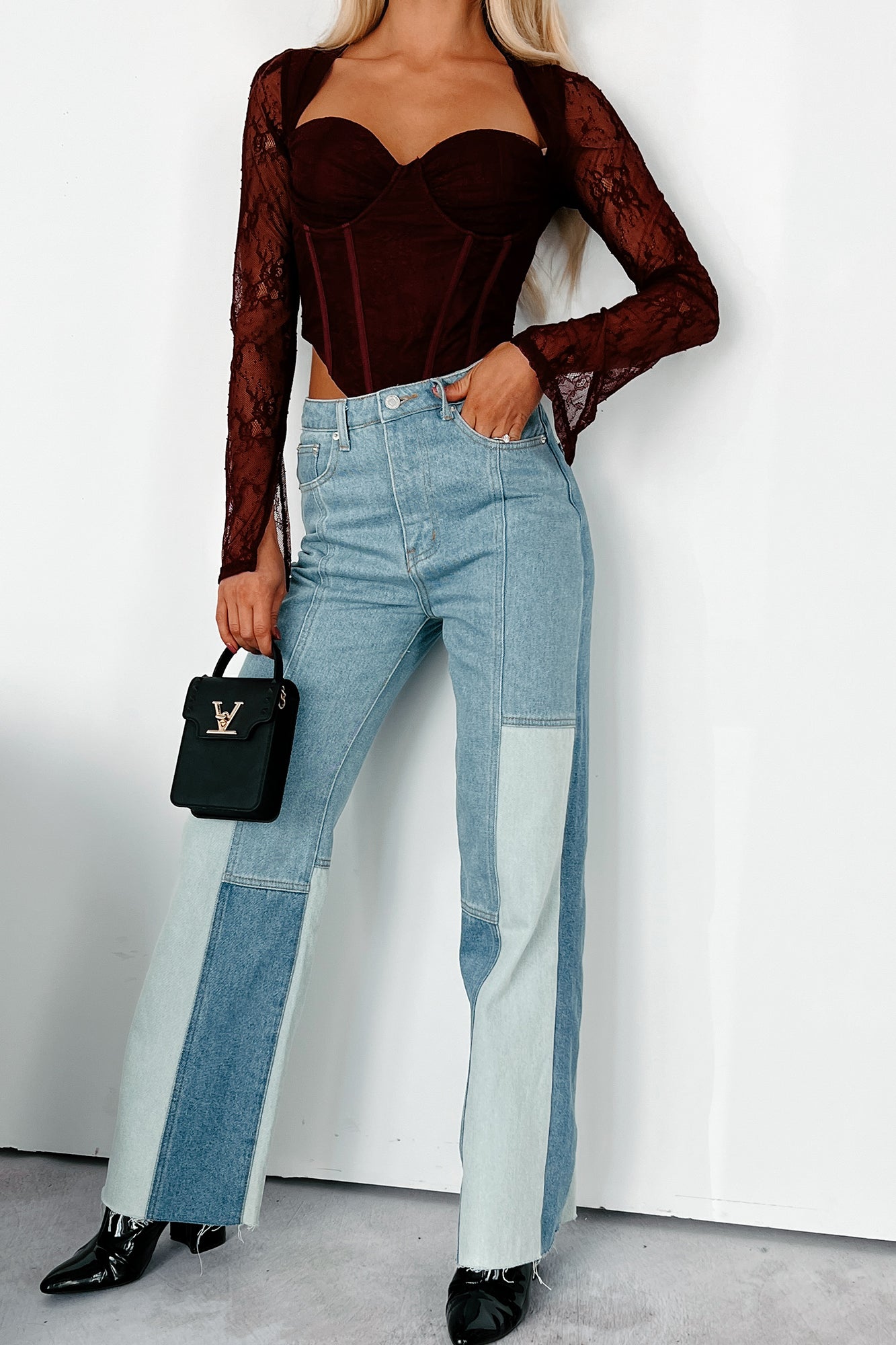Fueled By Art High Rise Colorblock Jeans (Denim Multi)