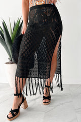 Wave Of Relief Crochet Tassel Maxi Skirt (Black)