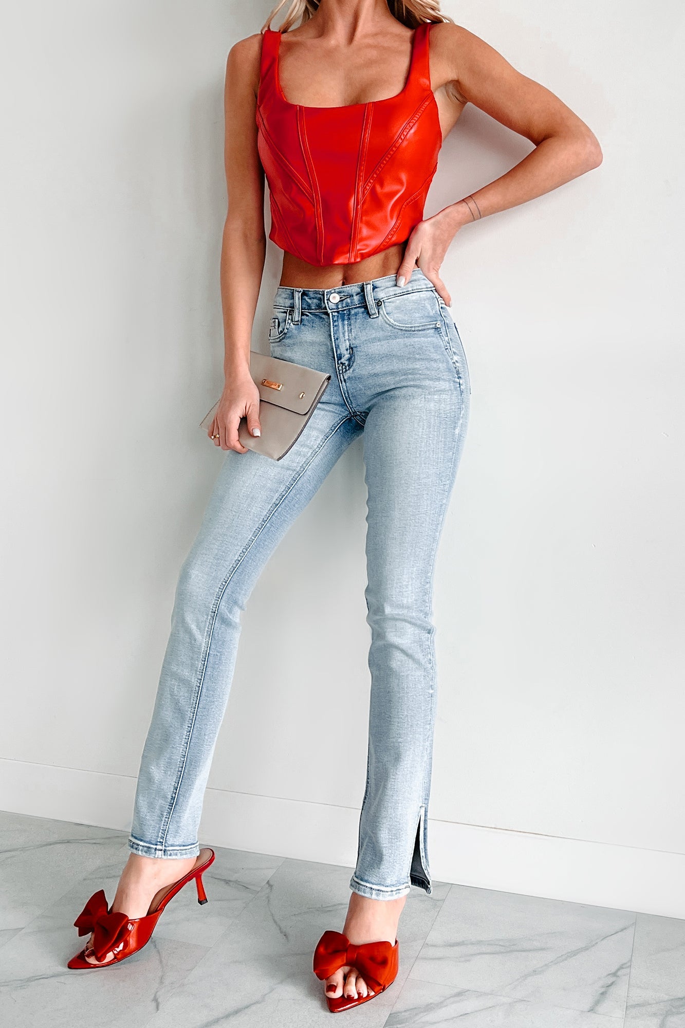 Polina Kancan Mid Rise Y2K Bootcut Jeans (Medium)