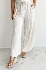 Breezy Hour High Rise Linen Pants (Oat)