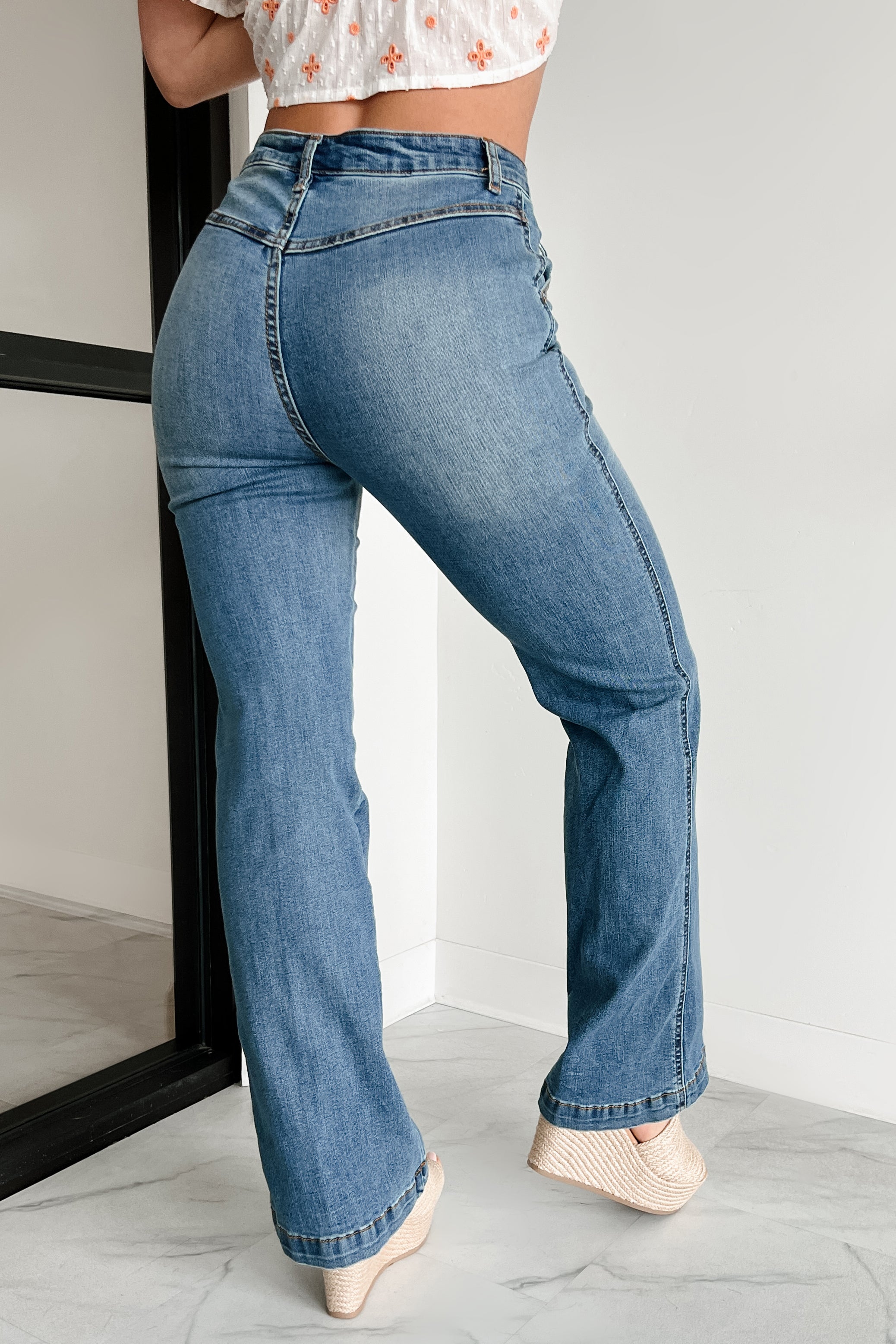Liora High Rise Wide Leg Indigo Reign Jeans (Medium Blue)