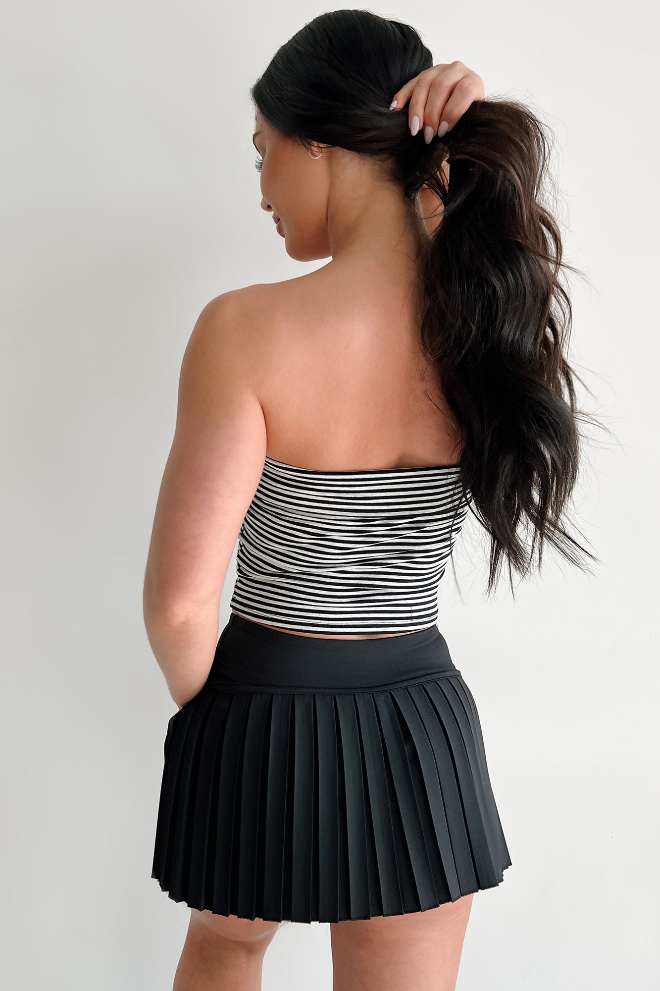 Weekend Vibes Striped Tube Top (Black/Grey)