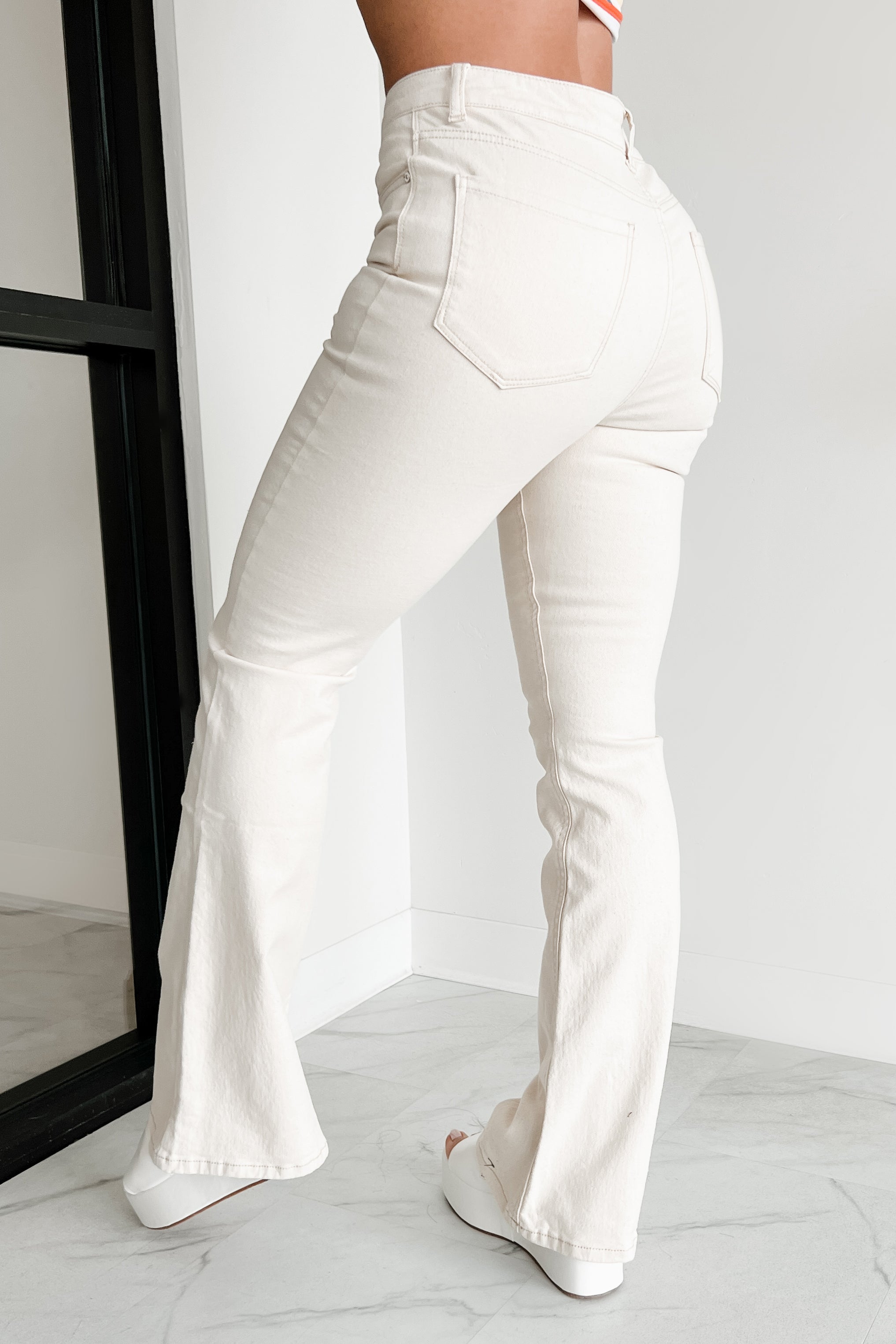 Minka High Rise Flare Indigo Reign Jeans (Khaki)