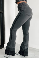 Valkyrie High Rise Flare Indigo Reign Jeans (Black)