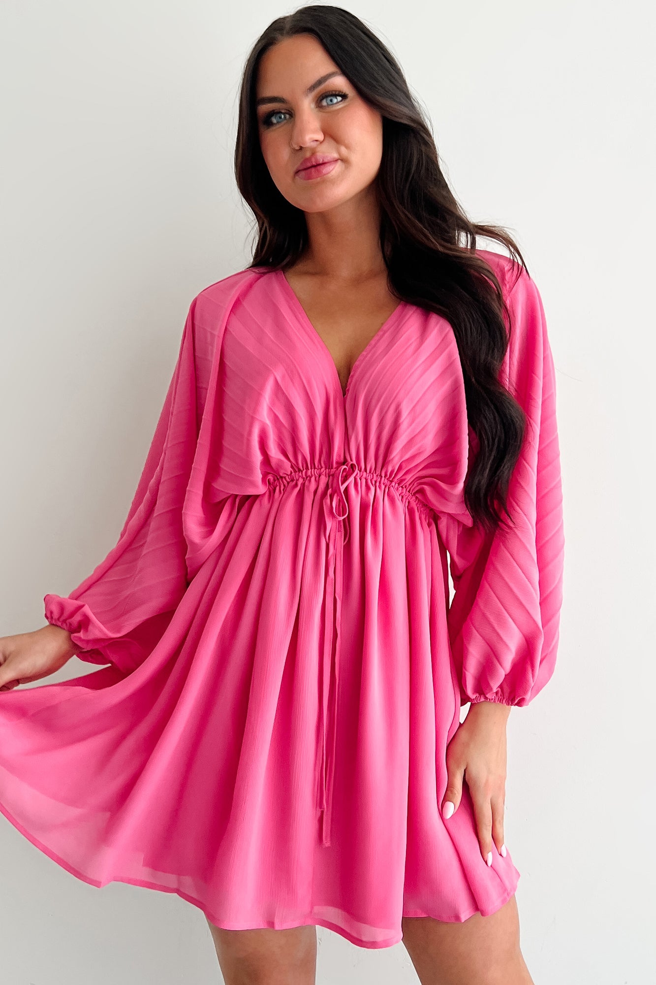 Fearless Charm Long Sleeve Mini Dress (Bubblegum)