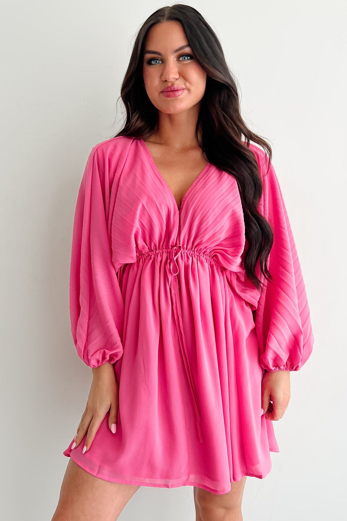 Fearless Charm Long Sleeve Mini Dress (Bubblegum)