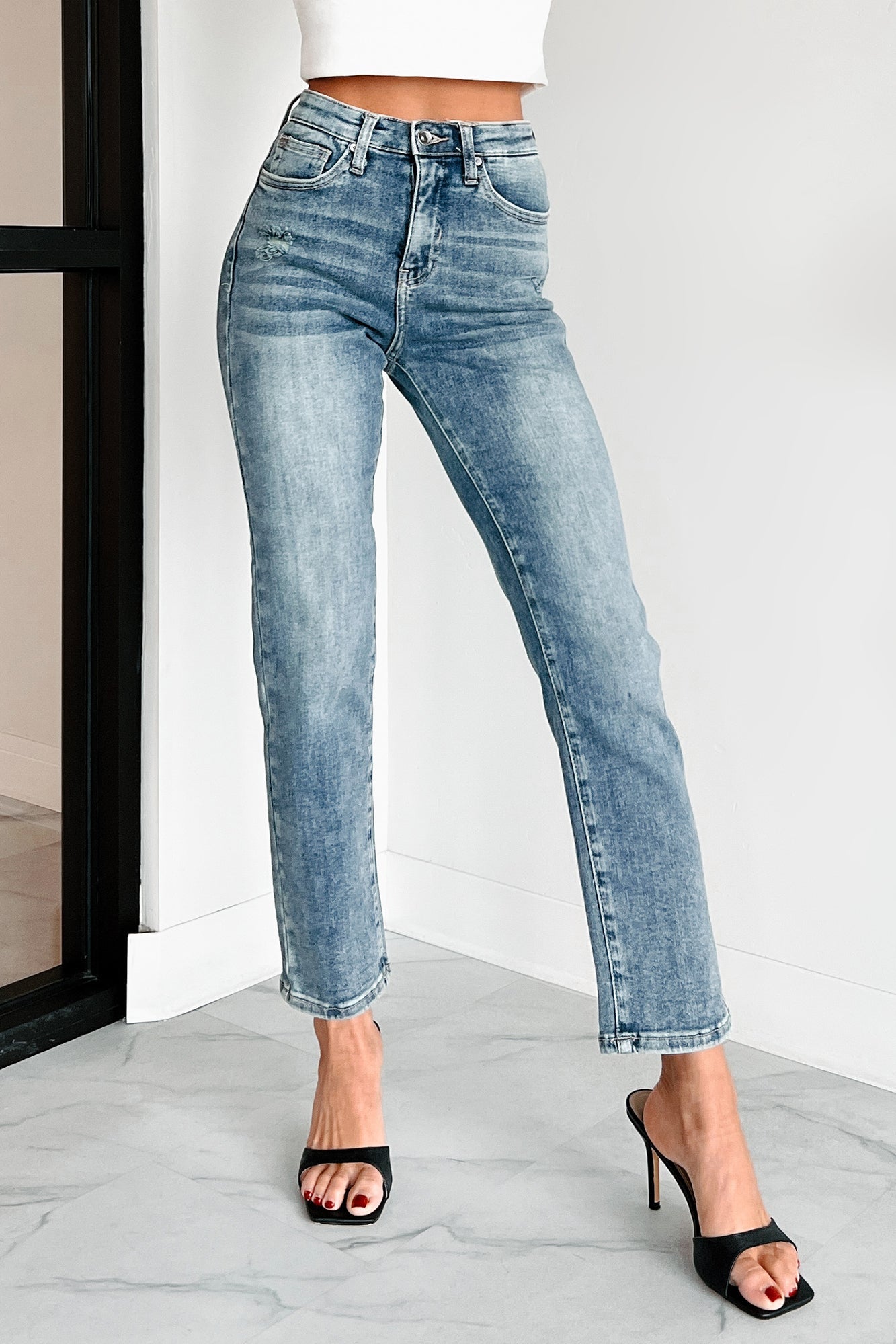 Edna Special A Tummy Control Slim Straight Jeans (Dark)