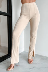 Pure Class Pintuck Hem Slit Pants (Sand)