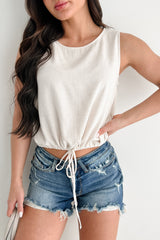 Earth Moments Sleeveless Linen Drawstring Top (Oat)